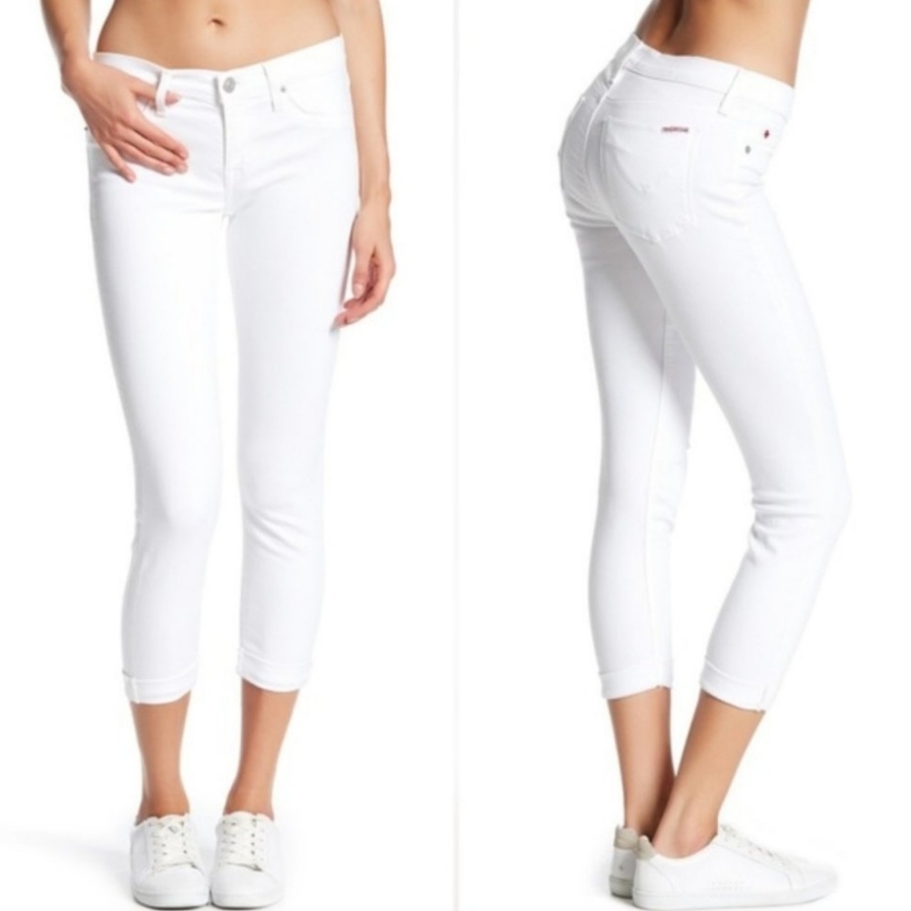 HUDSON "Harkin" Super Skinny Crop White Jeans Sz 32
